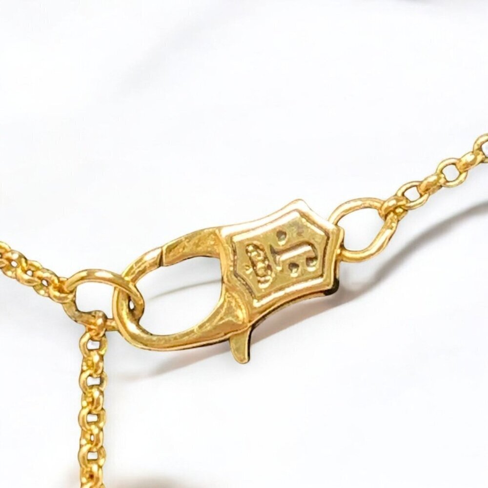 Juicy Couture Crystal Heart Bow Pendant Necklace Gold Tone Chain Lobster Clasp - Picture 7 of 10